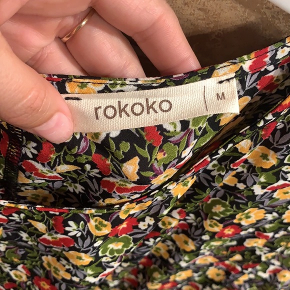 1940s Black & Multicolor Floral Print Midi Dress - Picture 6 of 13